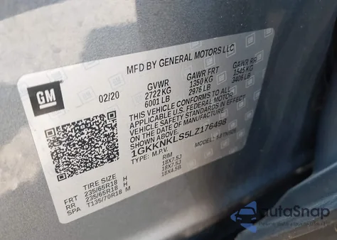 2020 GMC Acadia Fwd Sle from USA, damaged, VIN 1GKKNKLS5LZ176498